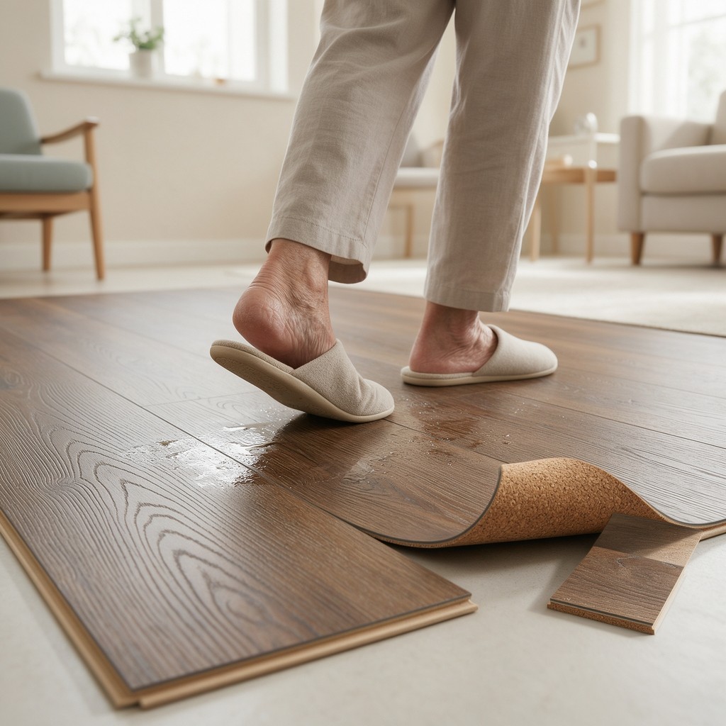 Loose lay anti-slip soft 5.0 mm cork back deep embossed flooring