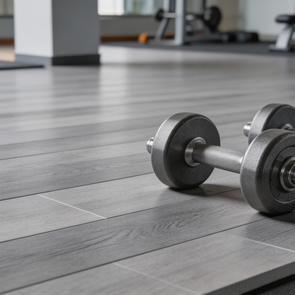 SPC fitness sport 7.5 mm dark wood grain EVA pad flooring