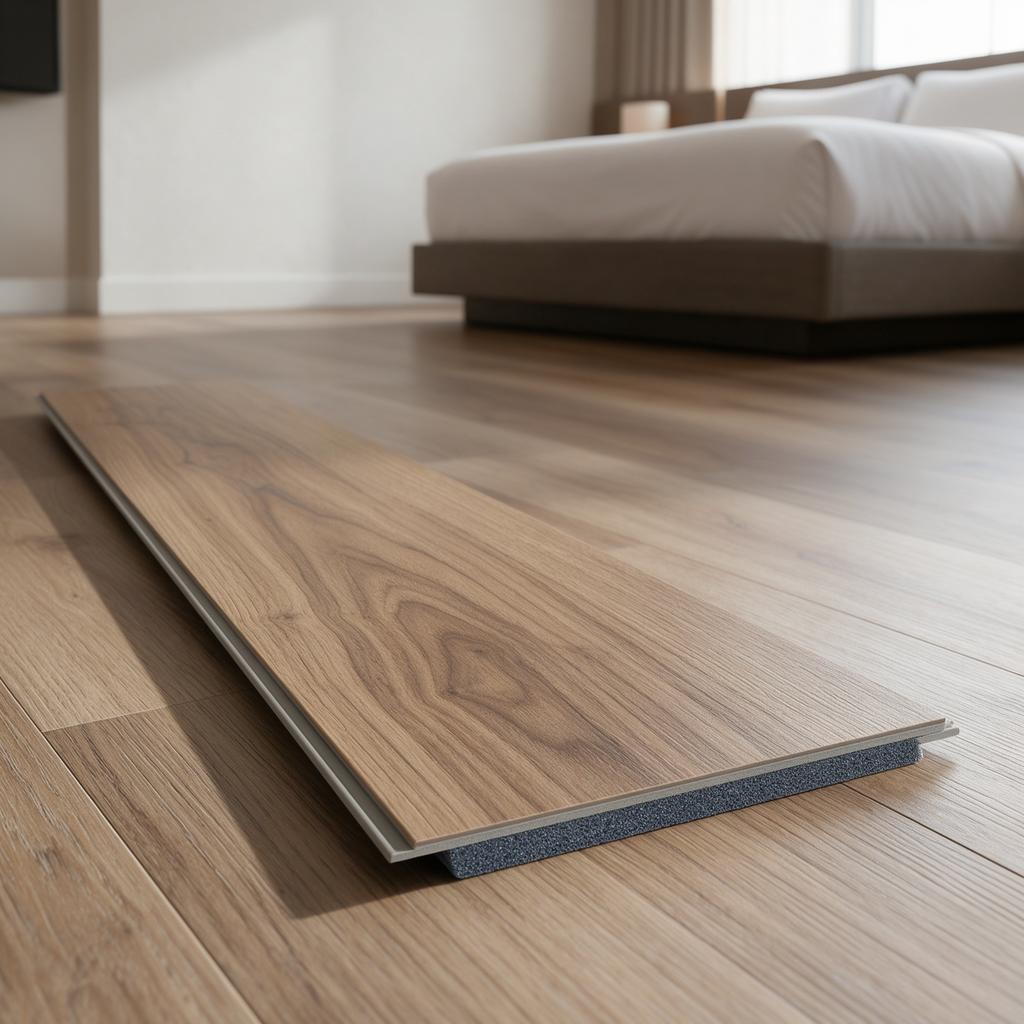 SPC multi-unit workhorse 5.0 mm pre-attached IXPE pad flooring