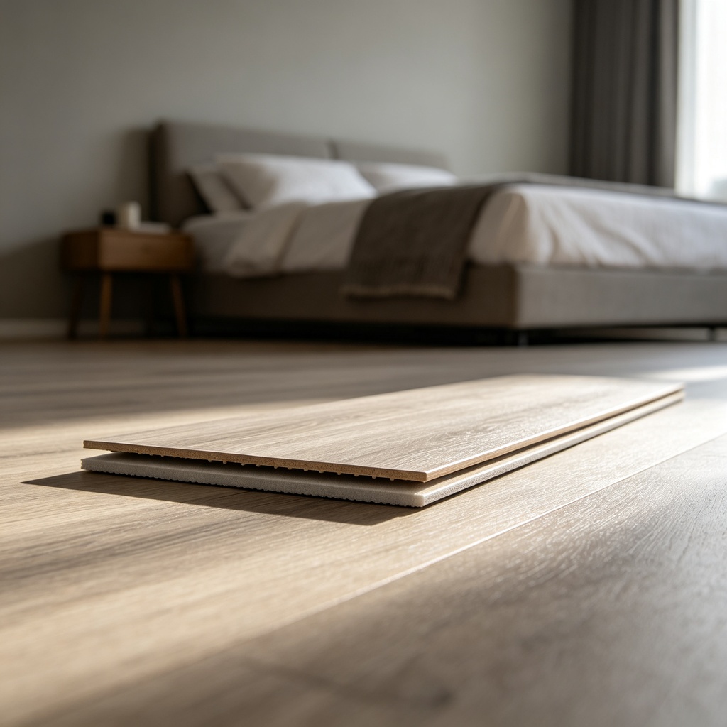 SPC residential quiet 5.5 mm light oak grain IXPE pad flooring